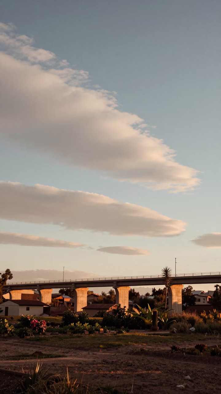 Morning Glory Clouds Over La Paz Bolivia Nautical Dawn Viaduct Shadows in in La Paz, Bolivia