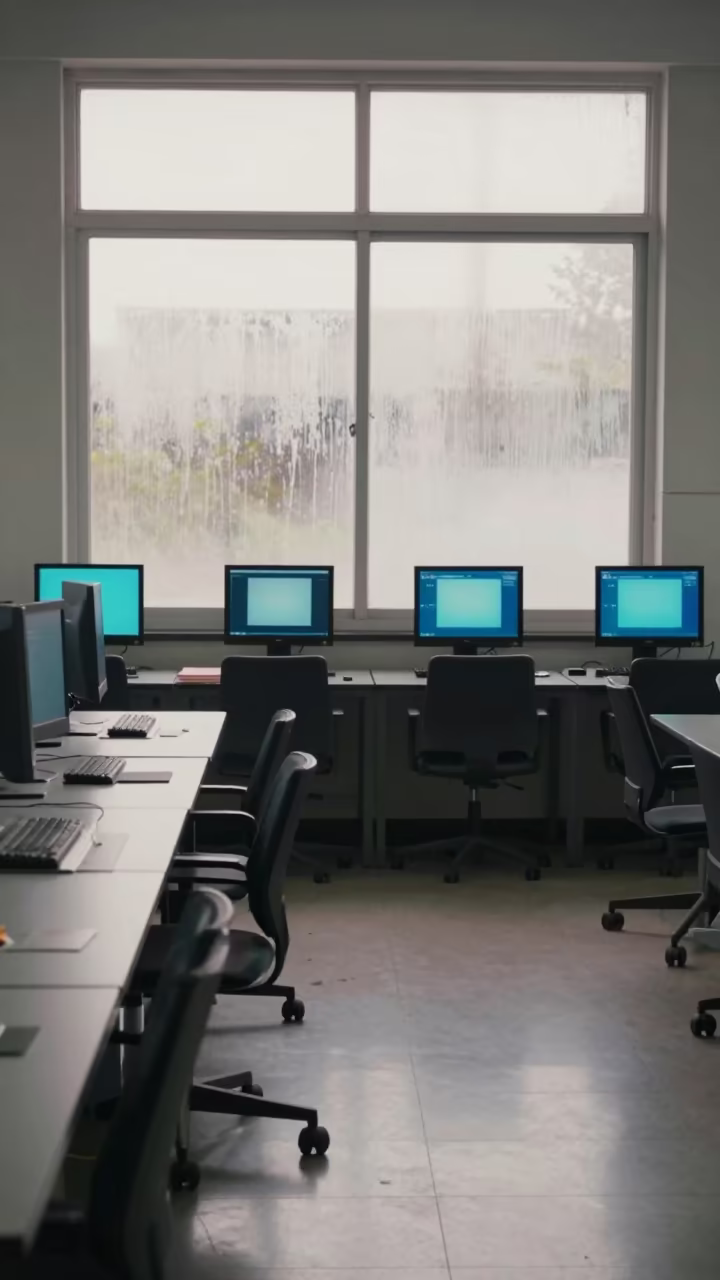 Morning Glow on Empty Swivel Chairs in Art Classroom in inside an art classroom in Uyo