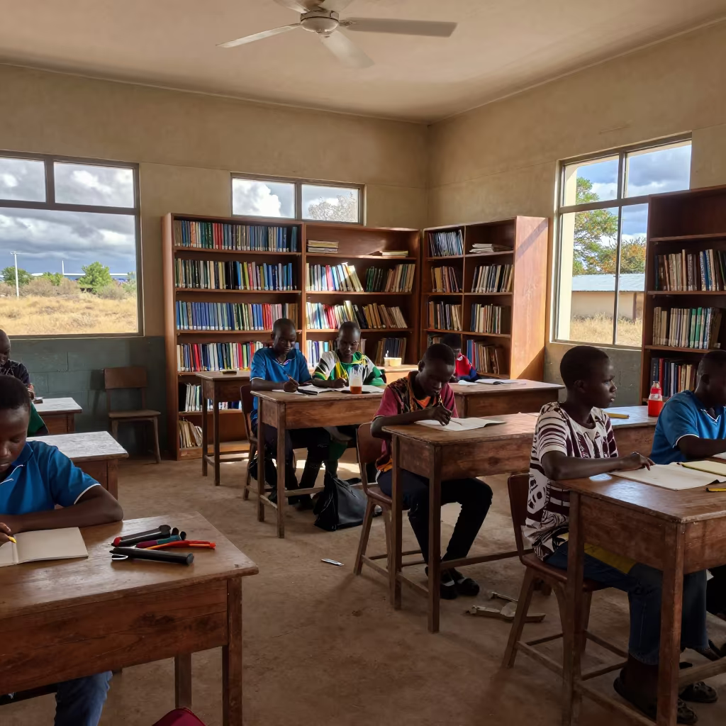 Morning Graduation Prep Archive Classroom Dundo in inside a quiet classroom in Dundo