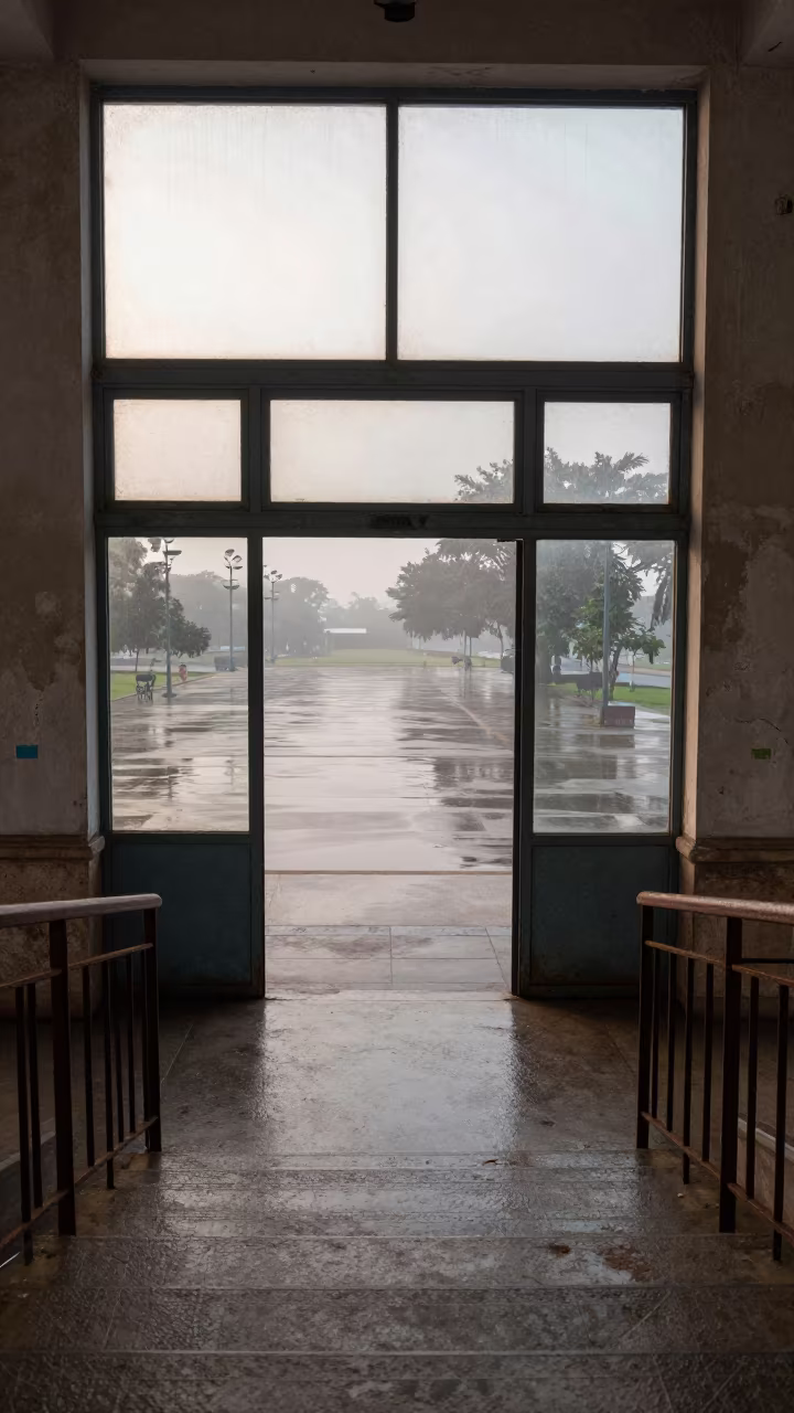 Morning Haze in Restored Train Terminal Gallery Stair Hall in inside a restored train terminal in Luanshya