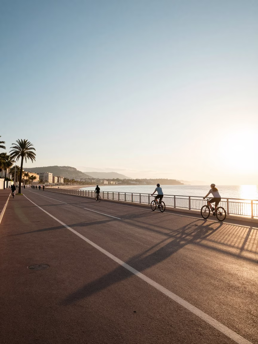 Morning just after sunrise in Nice in in Nice, France