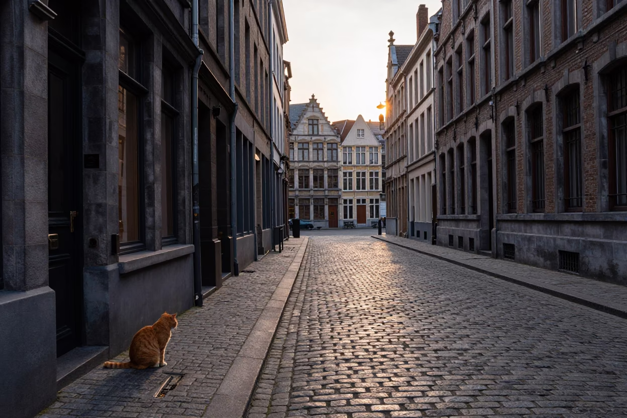 Morning Light at As First Light Reaches The Scene in Brussels in in Brussels, Belgium