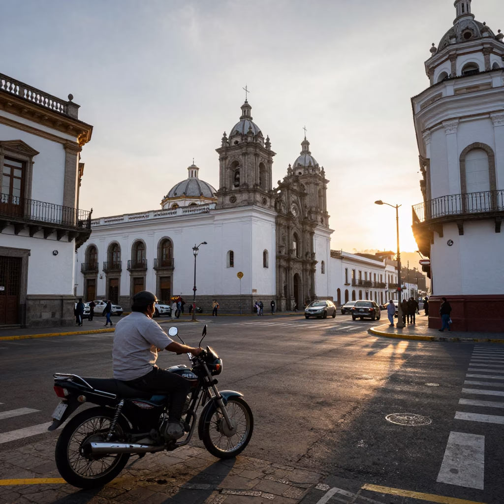 Morning Light at As First Light Reaches The Scene in Quito in in Quito, Ecuador