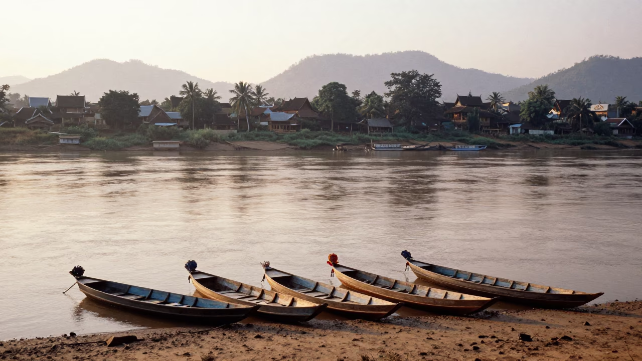 Morning Light at The Early Morning Light in Luang Prabang in in Luang Prabang, Laos