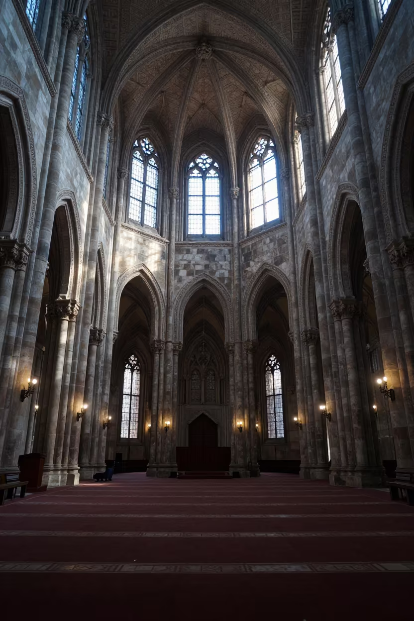 Morning Light on Cathedral Flying Buttress in Mosque in in a mosque prayer hall in Manaus