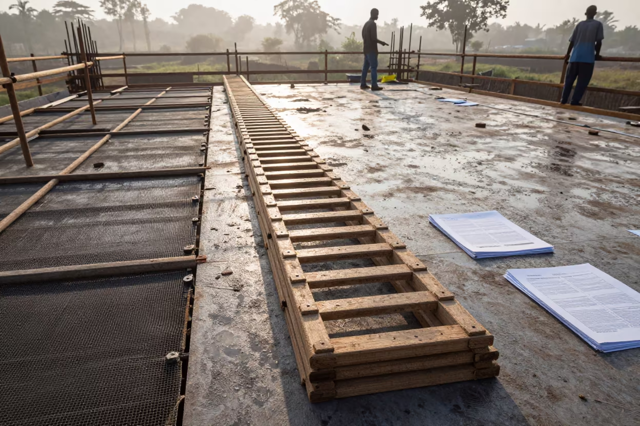 Morning Light on Construction Treads Central African Republic in on an active construction deck in Central African Republic