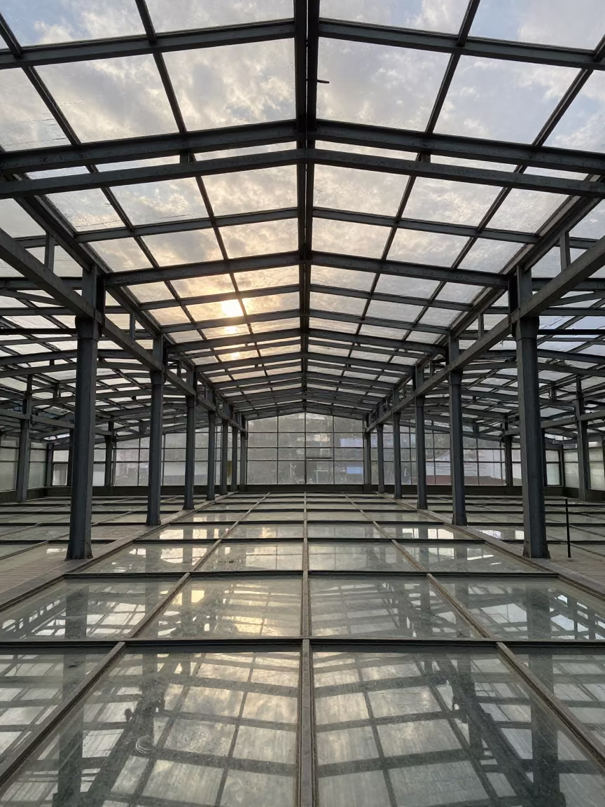 Morning Light in Guiyang Iron Glass Market Hall in inside a skylit passageway near Guiyang