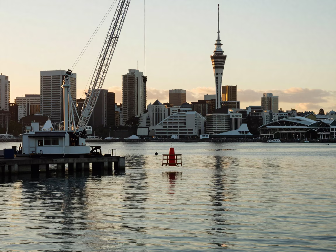Morning Light in Auckland at As First Light Reaches The Scene in in Auckland, New Zealand