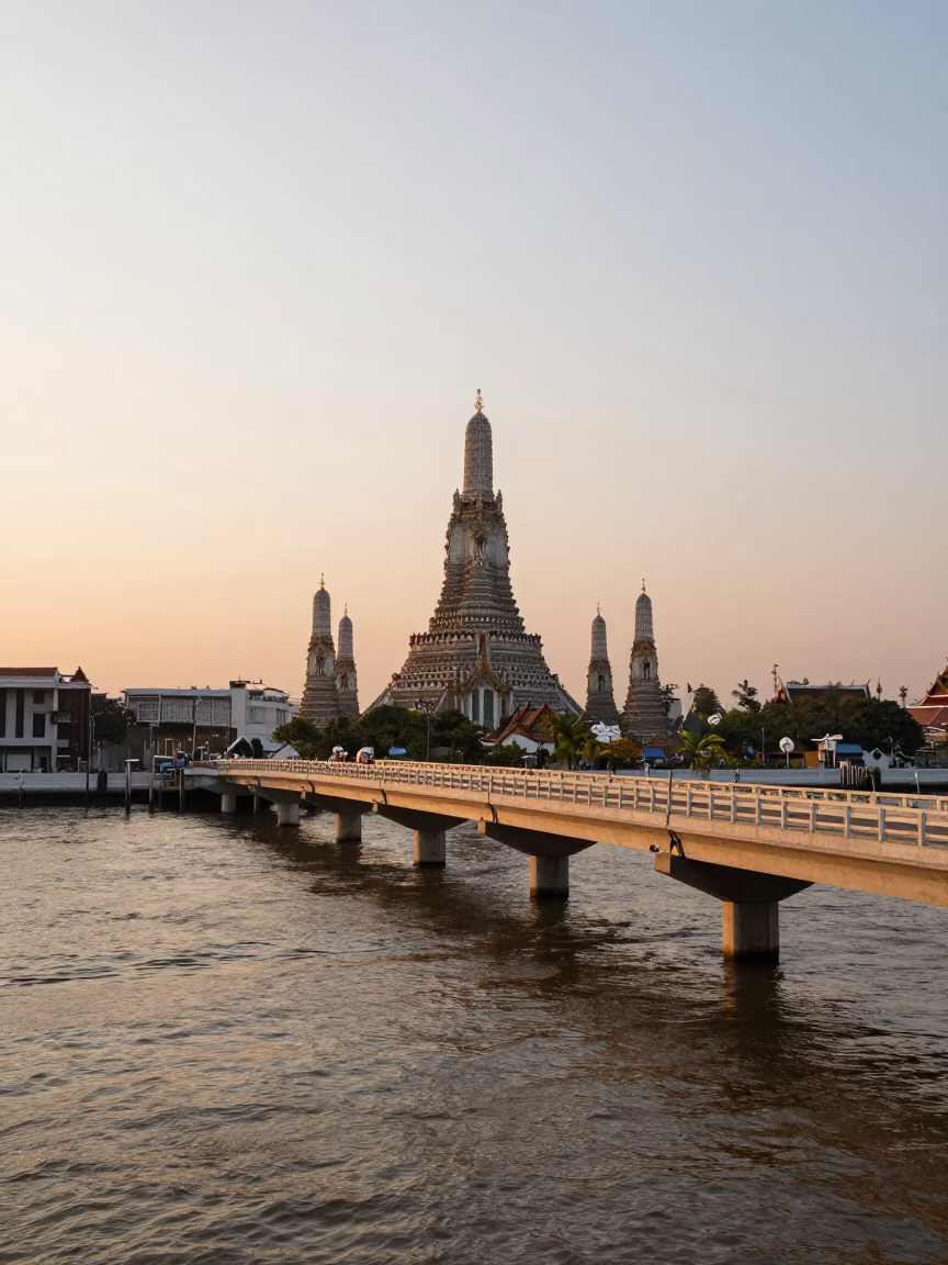 Morning Light in Bangkok at As First Light Reaches The Scene in in Bangkok, Thailand
