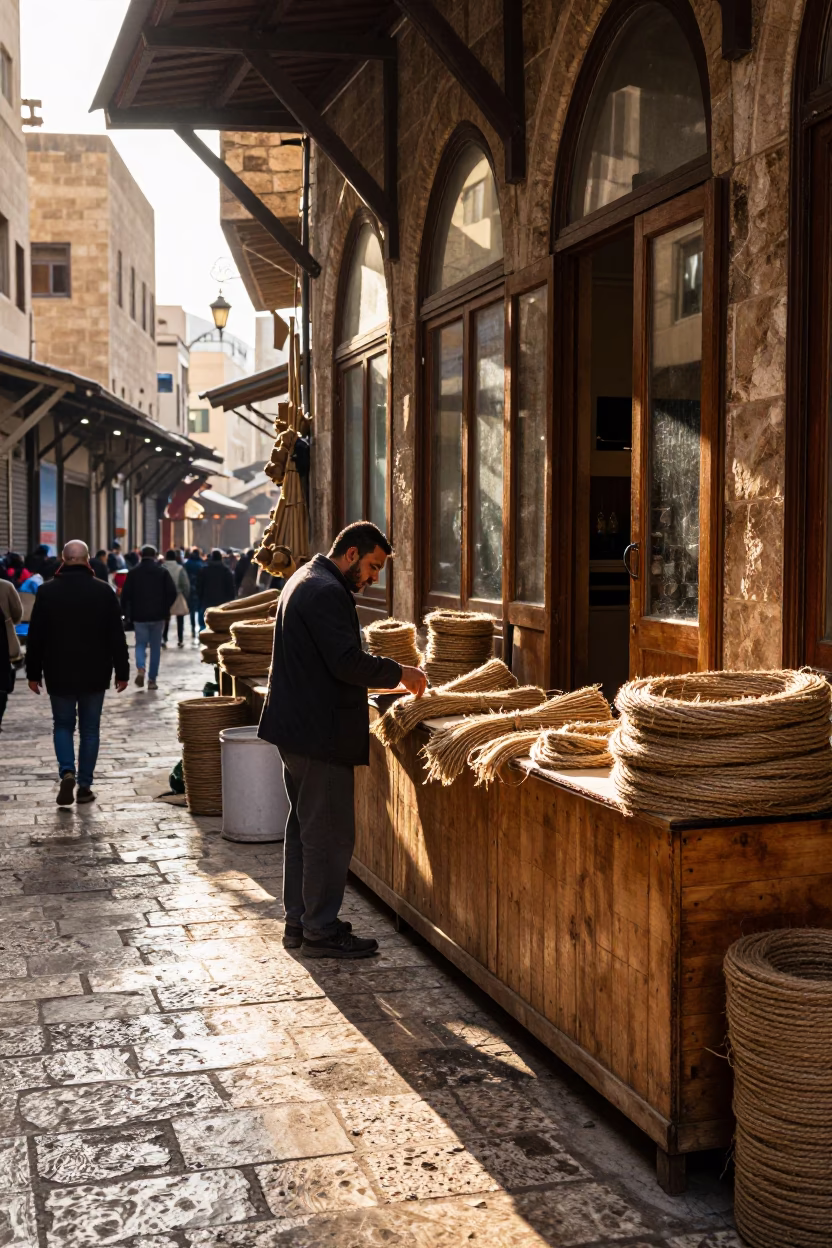 Morning Light in Beirut Old Souk with Twine and Cane Details in in Beirut, Lebanon