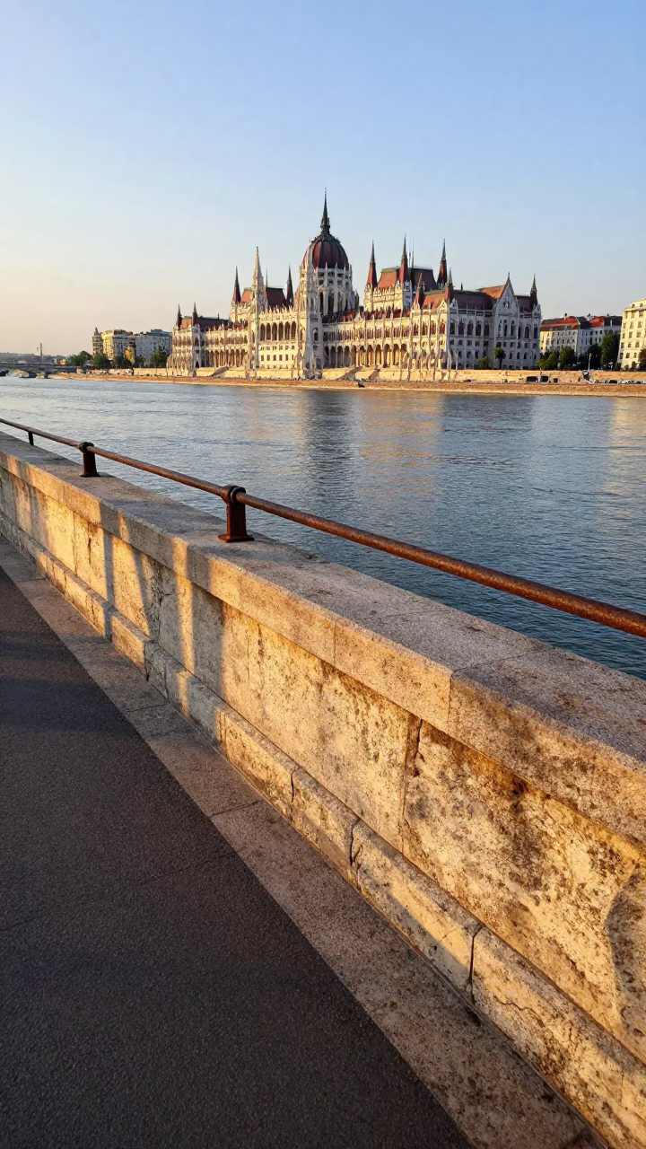 Morning Light in Budapest at As First Light Reaches The Scene in in Budapest, Hungary