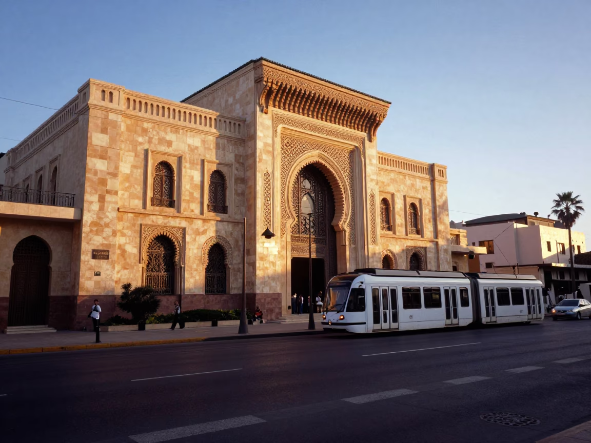 Morning Light in Casablanca at As First Light Reaches The Scene in in Casablanca, Morocco