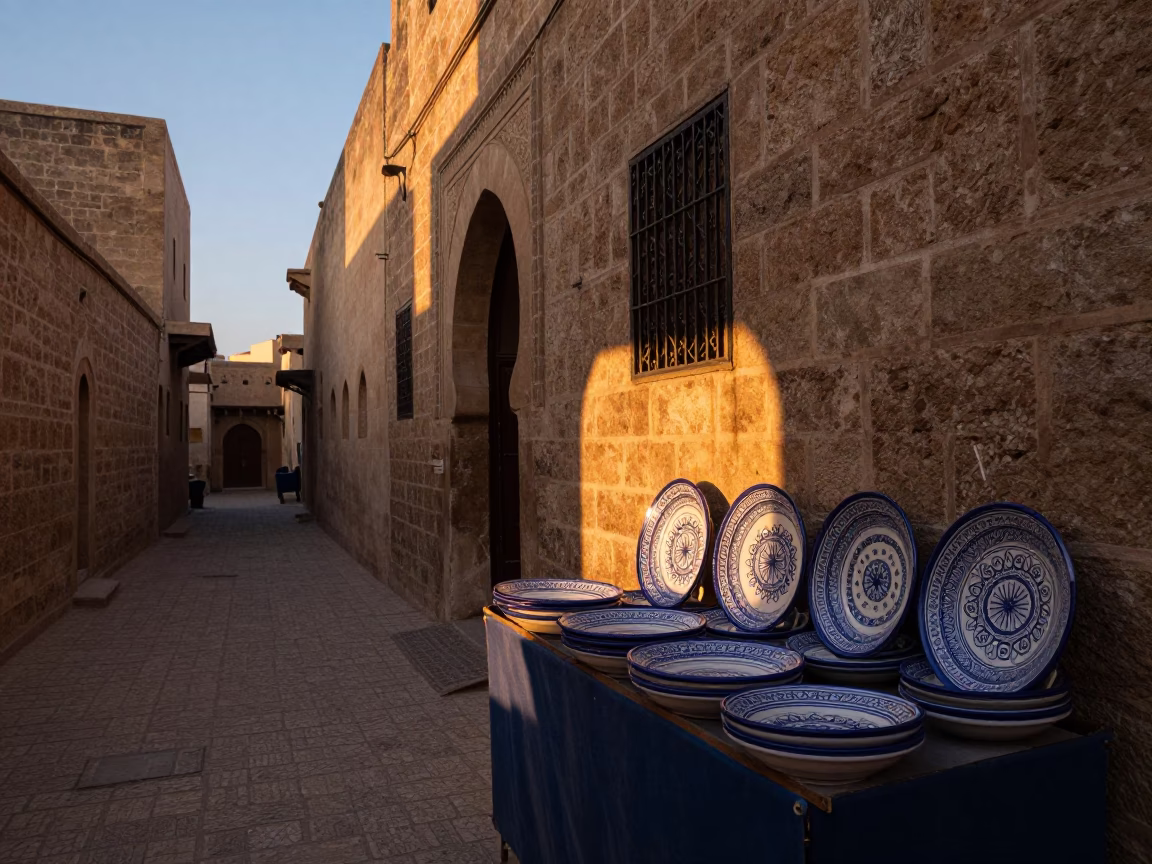 Morning Light in Fez at First Light Of Dawn in in Fez, Morocco