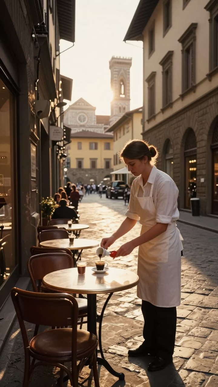 Morning Light in Florence at As First Light Reaches The Scene in in Florence, Italy