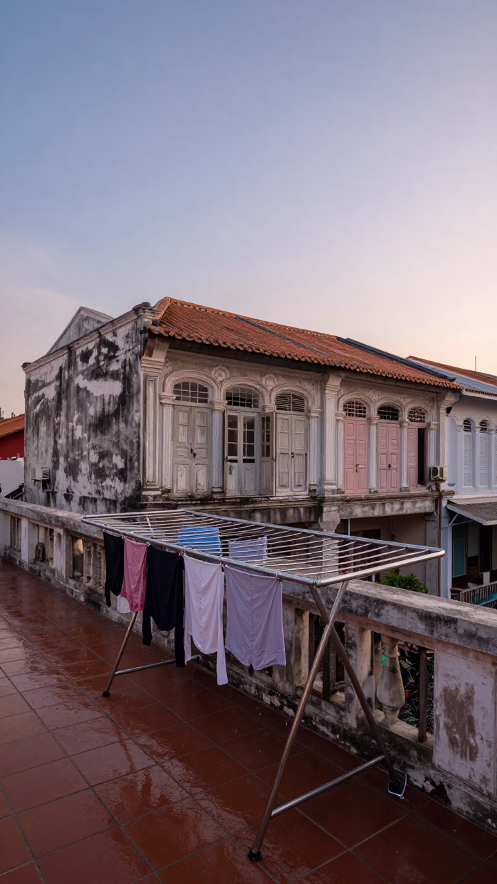 Morning Light in George Town at First Light Of Dawn in in George Town, Malaysia
