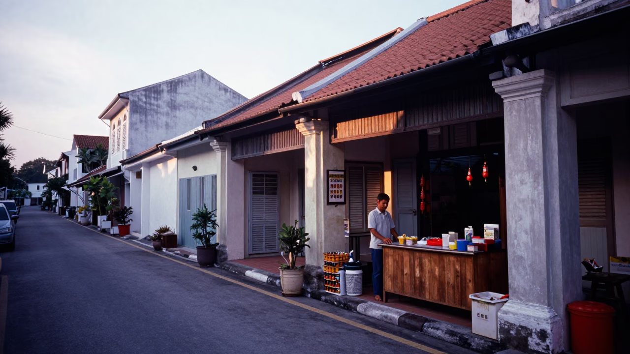Morning Light in George Town at Sunrise Light in in George Town, Malaysia