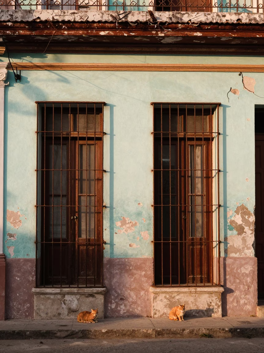Morning Light in Havana at As First Light Reaches The Scene in in Havana, Cuba