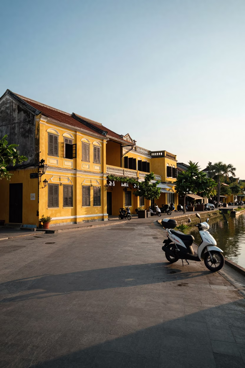 Morning Light in Hoi An at First Light Of Dawn in in Hoi An, Vietnam