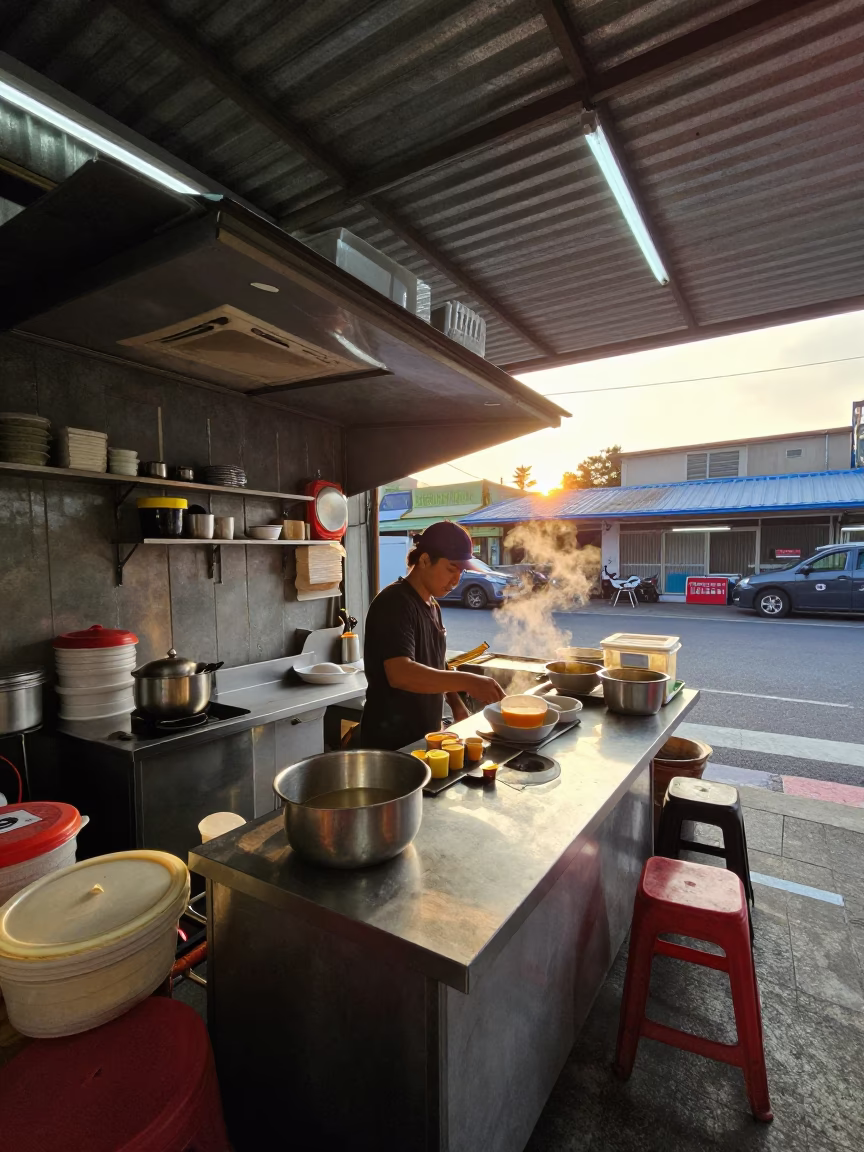 Morning Light in Kaohsiung at As First Light Reaches The Scene in in Kaohsiung, Taiwan