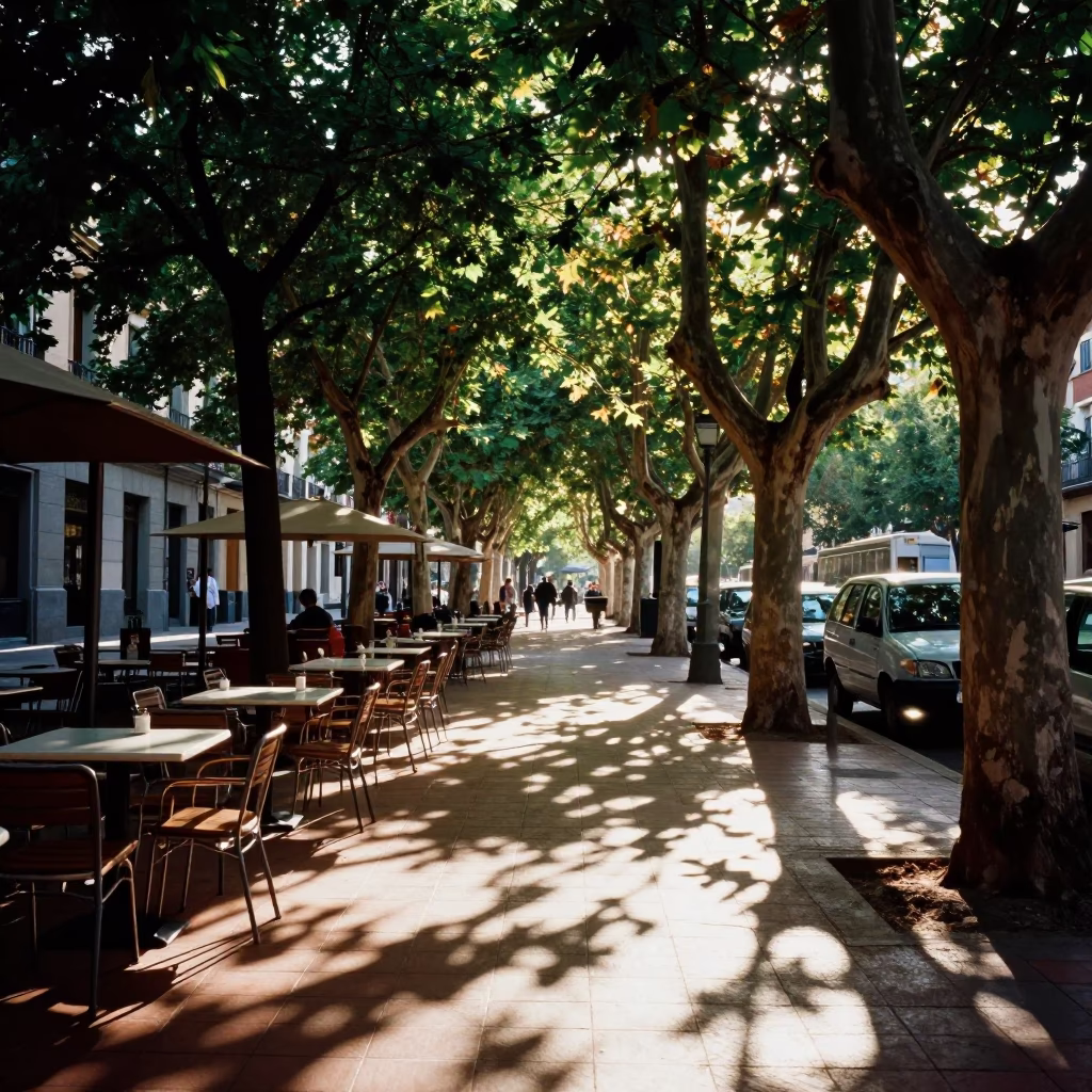 Morning Light in Madrid at As First Light Reaches The Scene in in Madrid, Spain