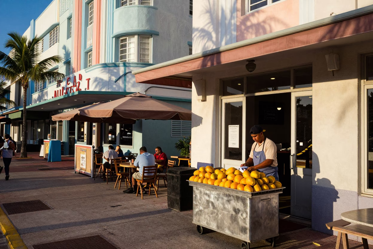 Morning Light in Miami at As First Light Reaches The Scene in in Miami, Florida, United States