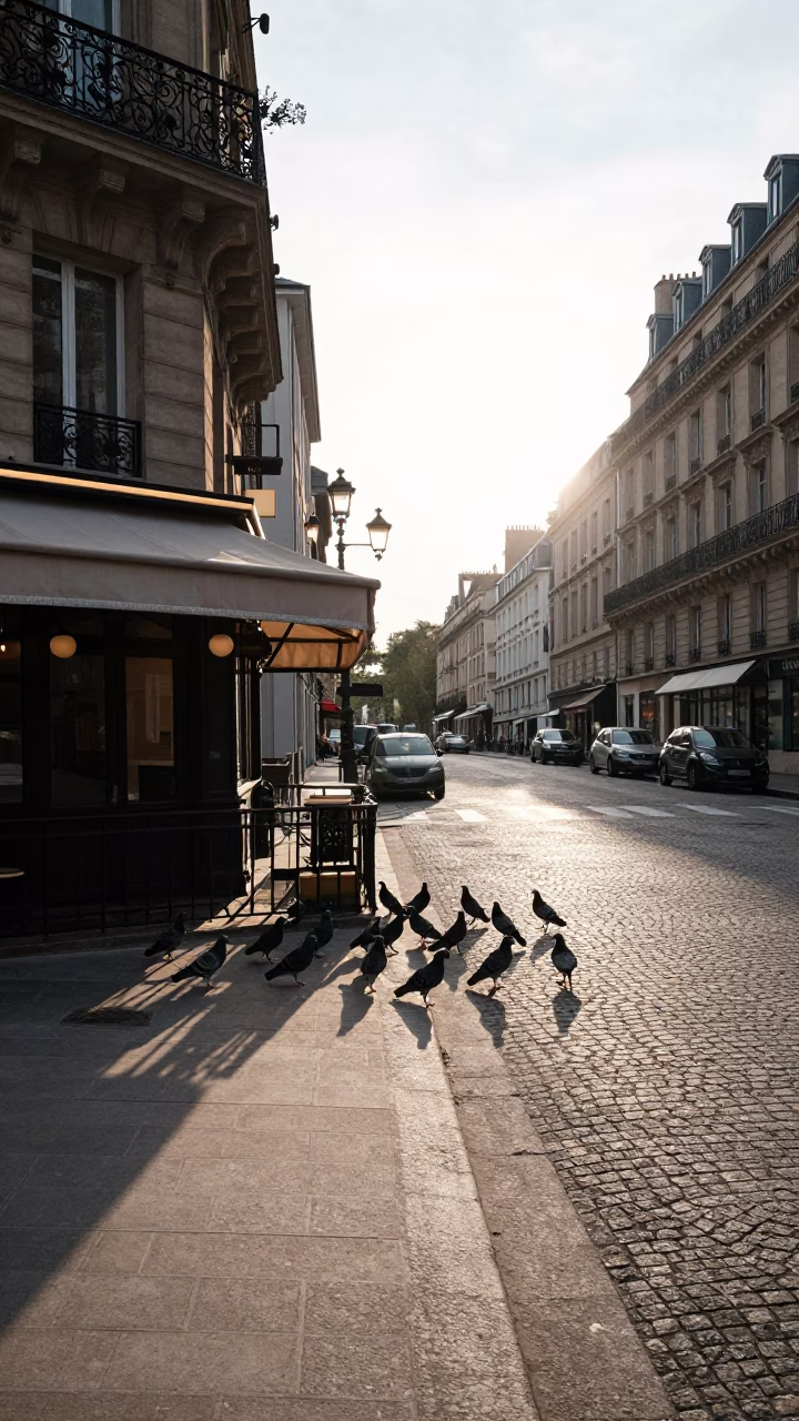 Morning Light in Paris at As First Light Reaches The Scene in in Paris, France