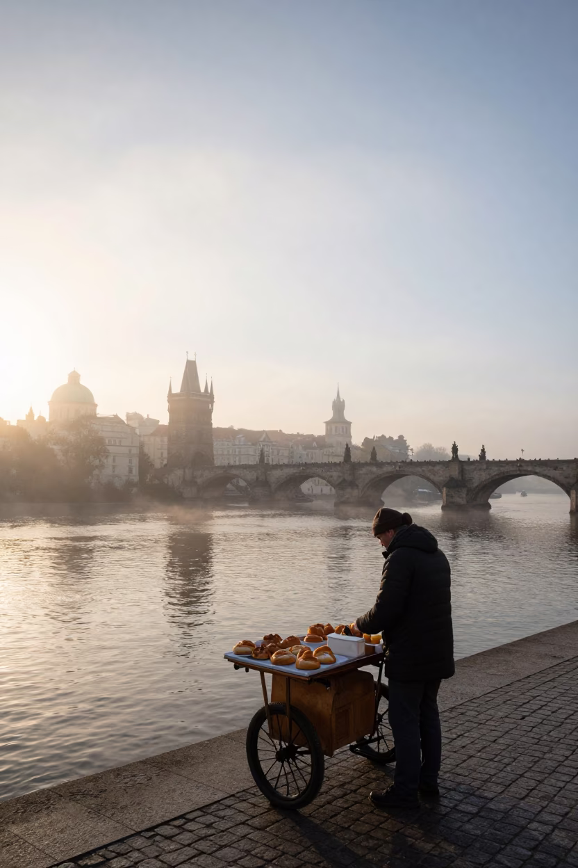 Morning Light in Prague at Nautical Dawn Light in in Prague, Czech Republic