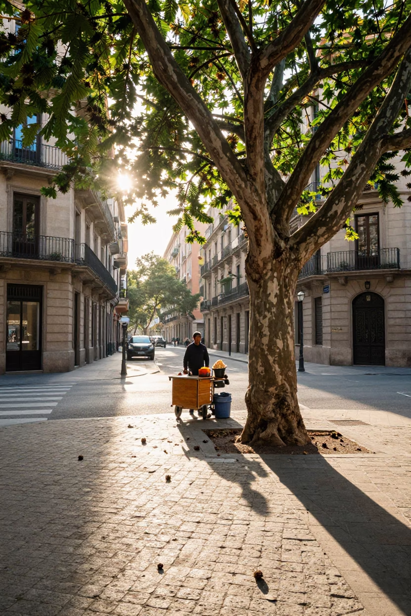 Morning Light just after sunrise in Barcelona in in Barcelona, Spain