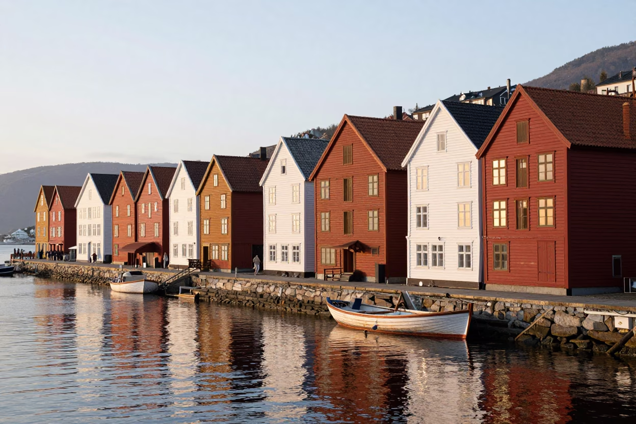 Morning Light just after sunrise in Bergen in in Bergen, Norway