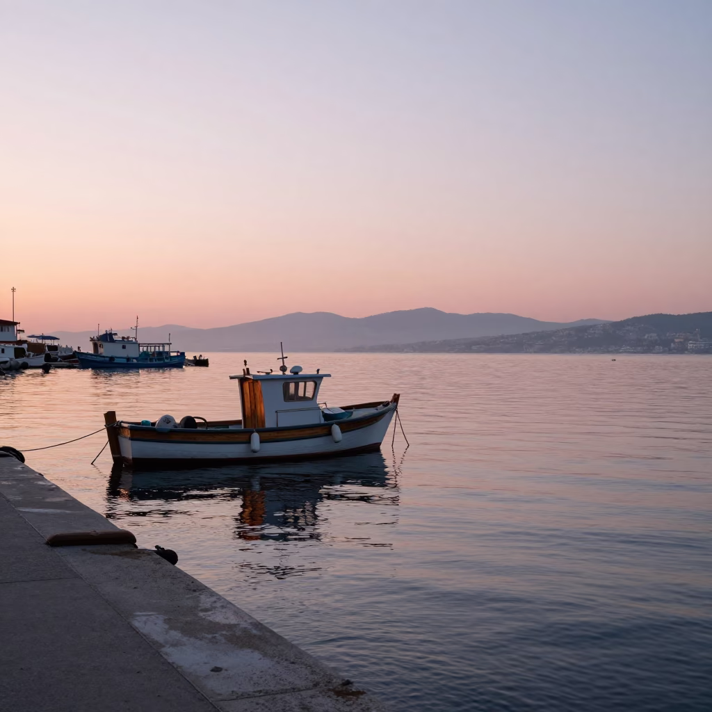 Morning Light just after sunrise in Izmir in in Izmir, Turkey