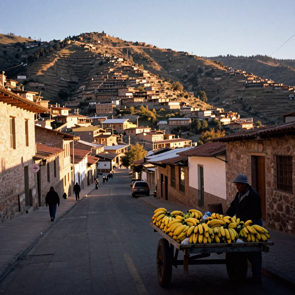 Morning Light just after sunrise in La Paz in in La Paz, Bolivia