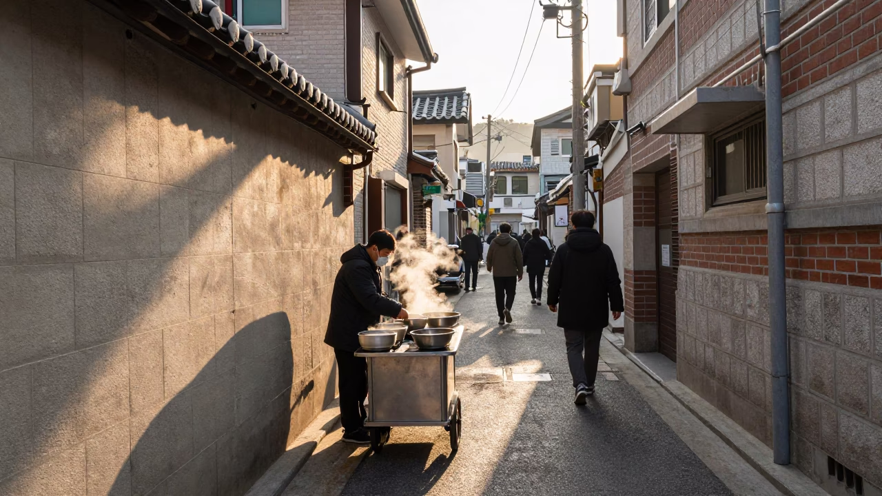 Morning Light just after sunrise in Seoul in in Seoul, South Korea