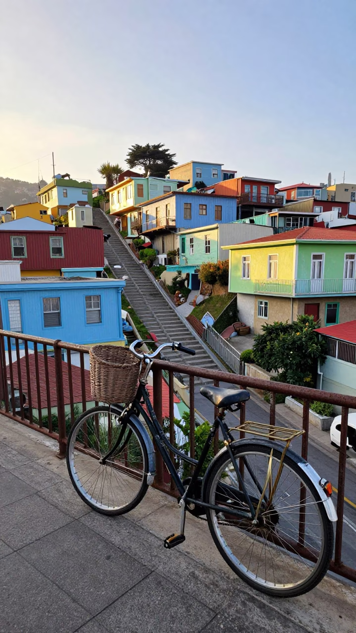 Morning Light just after sunrise in Valparaiso in in Valparaiso, Chile