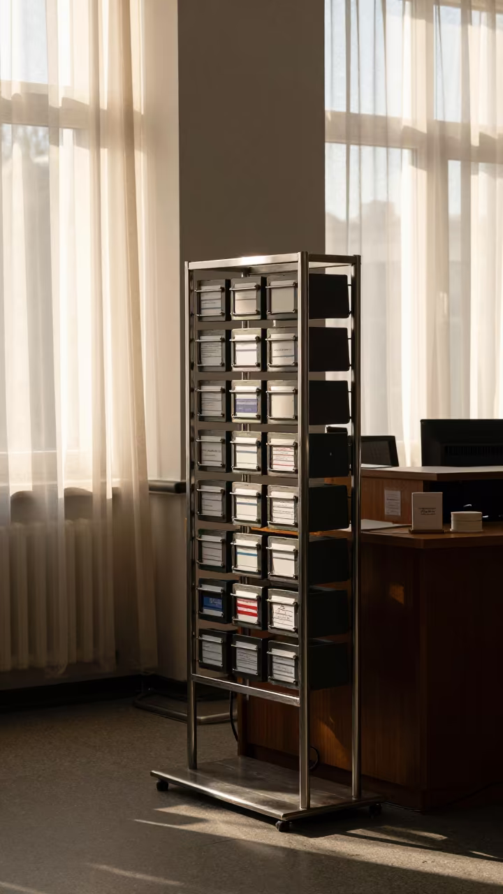 Morning Light on Occupancy Card Rack in inside a coworking floor in Białystok