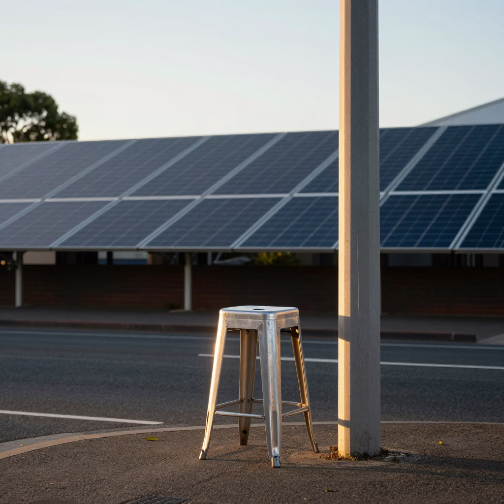 Morning light on Adelaide street scene with solar array and river view in in Adelaide, South Australia, Australia
