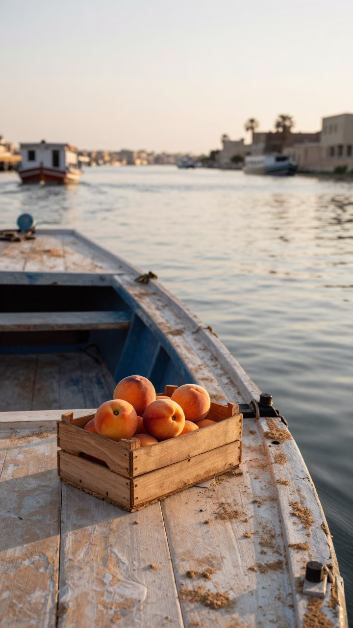 Morning Light on Alexandria Canal Barge with Cargo in Egypt in in Alexandria, Egypt