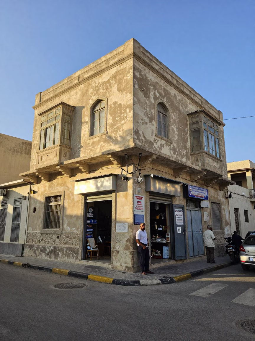 Morning Light on Alexandrian Street with Brushed Steel Tile and Watering Jug in in Alexandria, Egypt