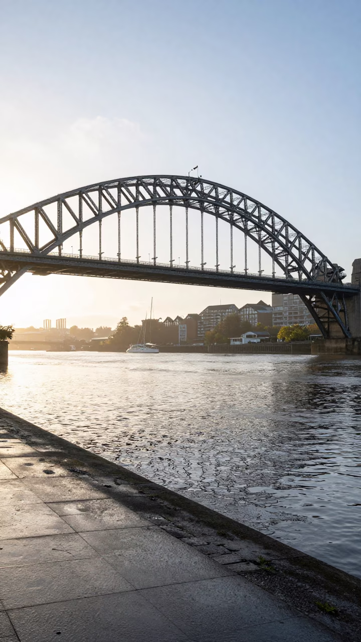 Morning Light on Bristol Harbour Bridge and River Avon After Sunrise in in Bristol, United Kingdom