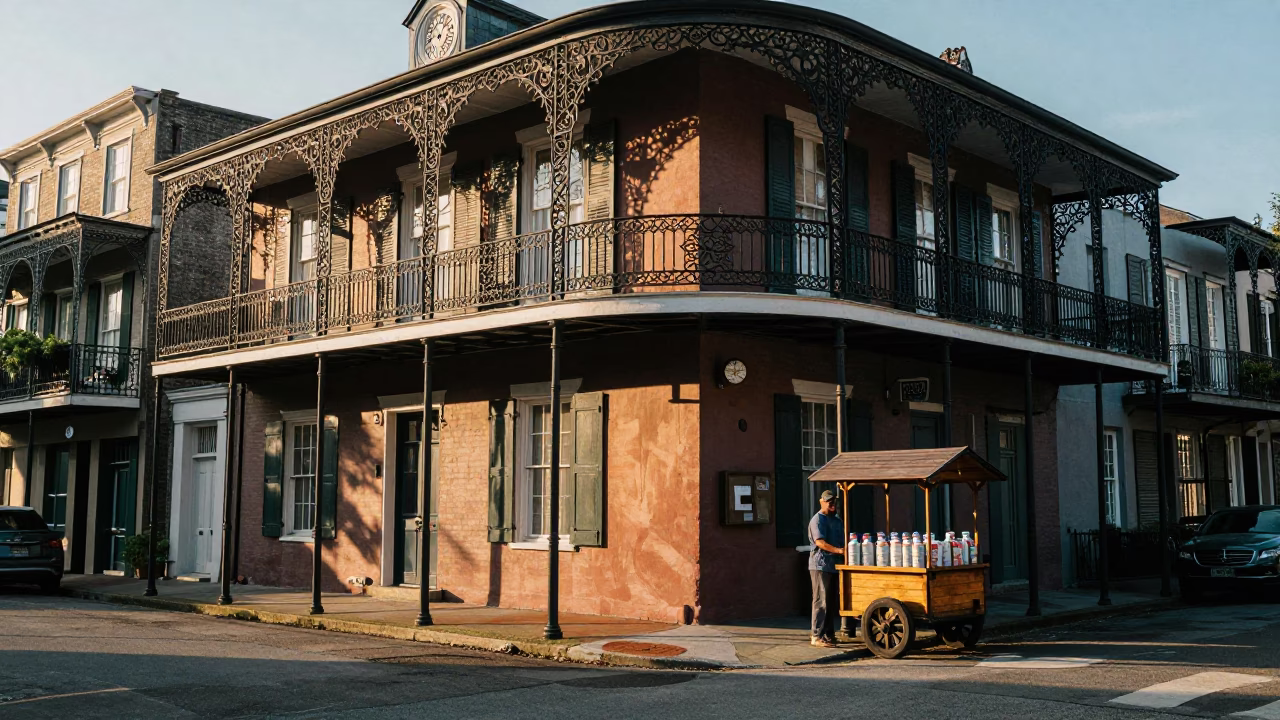 Morning Light on Charleston Street with Tiffin Tin and Grease Sheen in in Charleston, South Carolina, United States