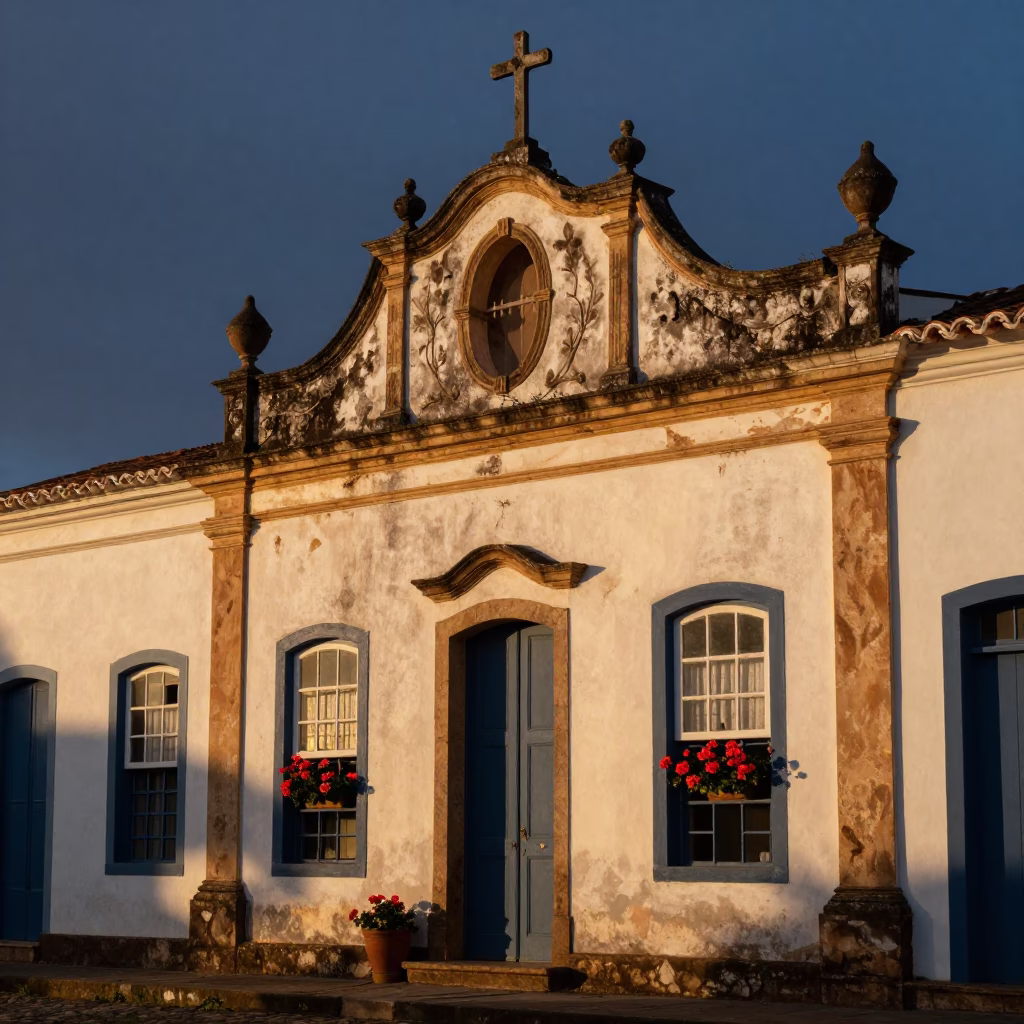 Morning Light on Colonial Facade with Geraniums in Salvador Brazil in in Salvador, Brazil