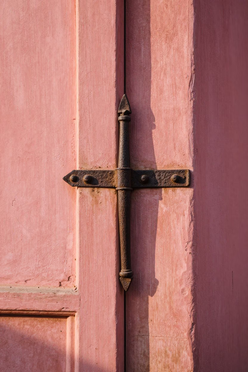 Morning Light on Jaipur Pink Street with Iron Hinge and Mortar Pestle in in Jaipur, India