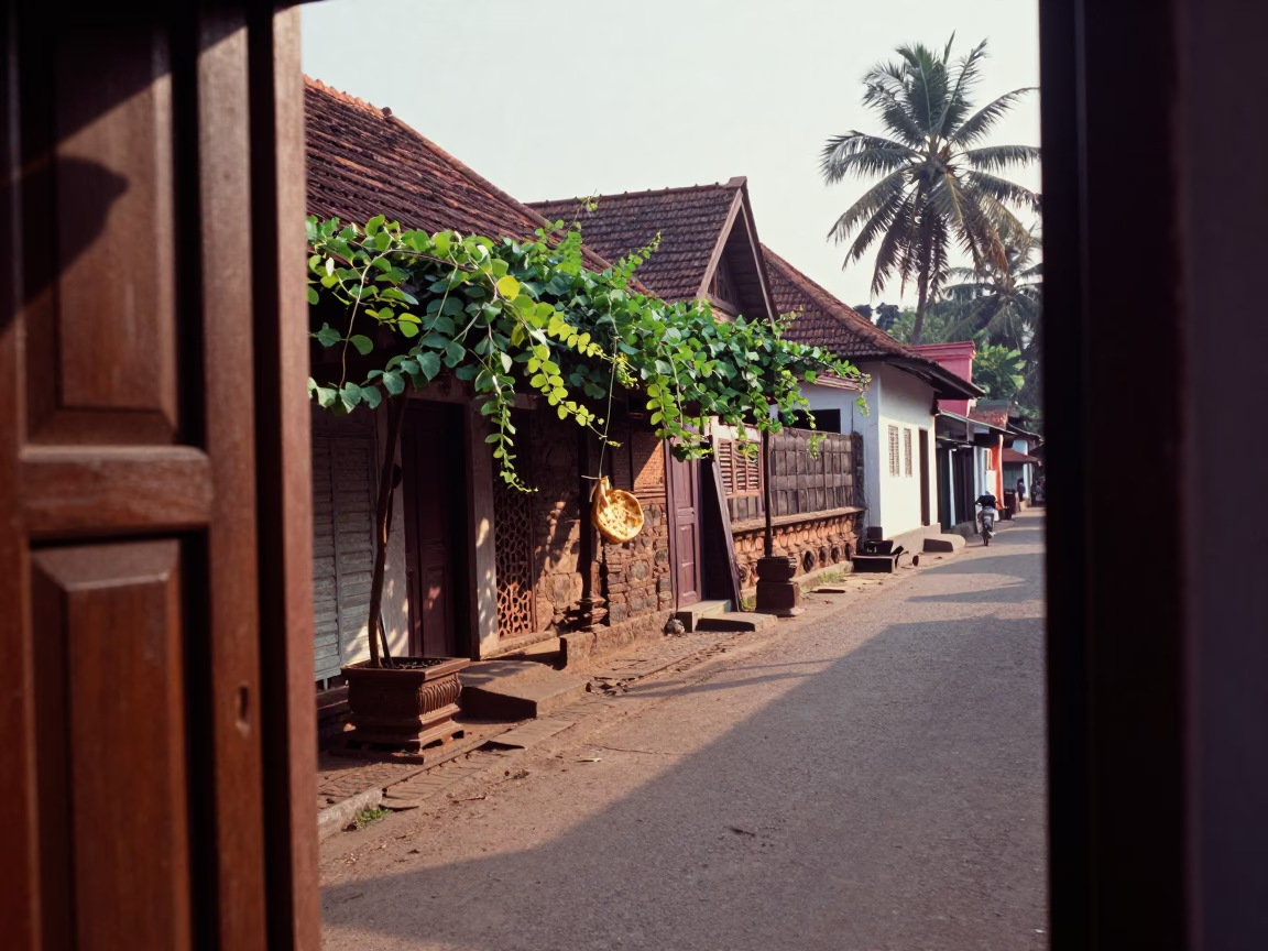 Morning Light on Kochi Streets with Vine and Naan Bread in in Kochi, India