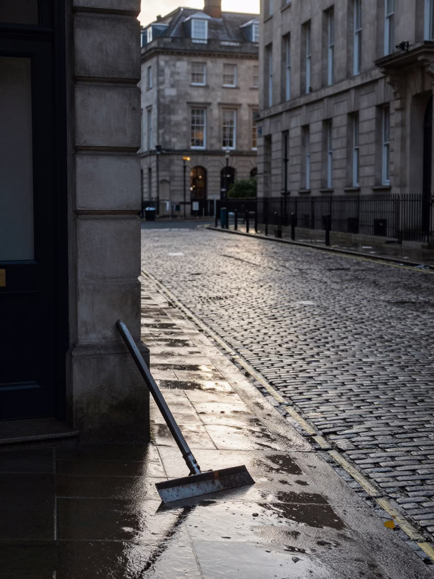 Morning Light on Liverpool Street Corner with Boot Scraper and Urban Detail in in Liverpool, United Kingdom