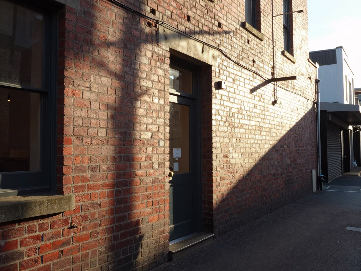 Morning Light on Melbourne Laneway Brickwork and Urban Details in in Melbourne, Victoria, Australia