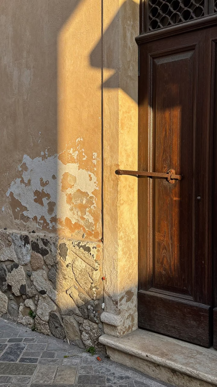 Morning Light on Palermo Street Corner with Latch and Rosemary in in Palermo, Italy