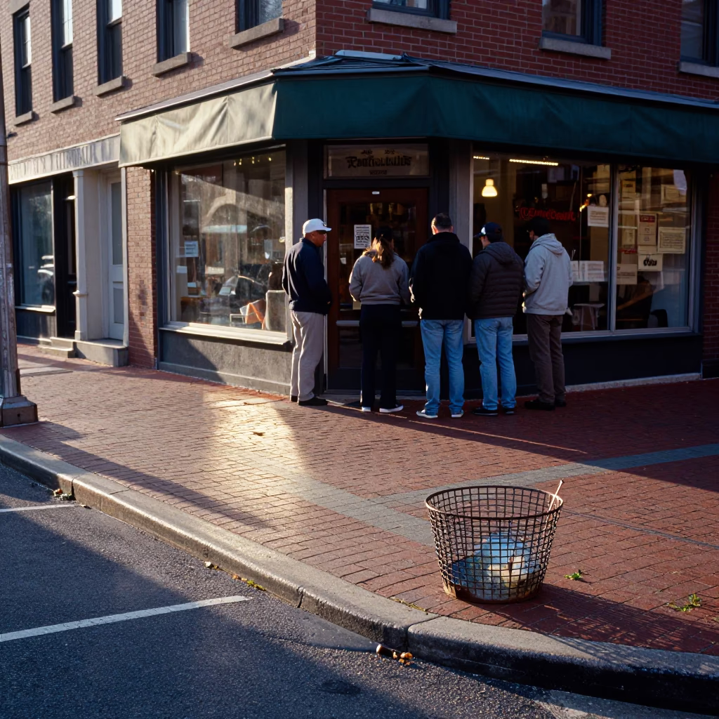 Morning Light on Philadelphia Street Corner with Carafe and Scrap Basket in in Philadelphia, Pennsylvania, United States