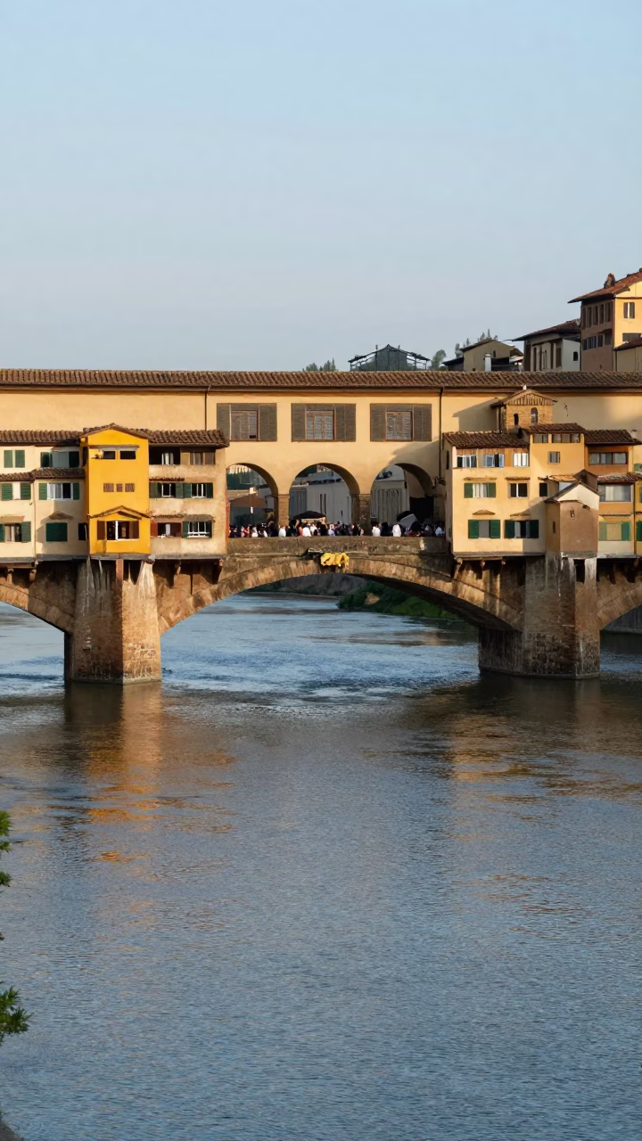 Morning Light on Ponte Vecchio Florence Italy River Arno at Nautical Dawn in in Florence, Italy