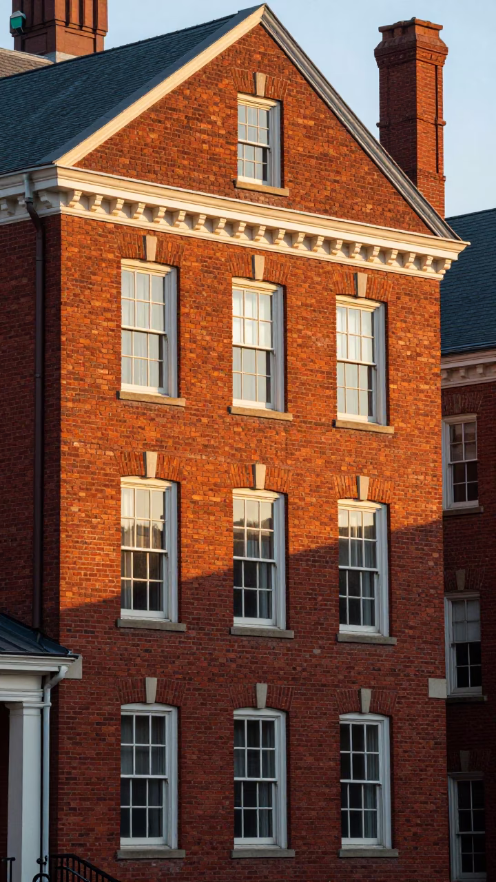 Morning Light on Red Brick Lecture Building and Campus Bicycle Rack in Philadelphia Pennsylvania in in Philadelphia, Pennsylvania, United States
