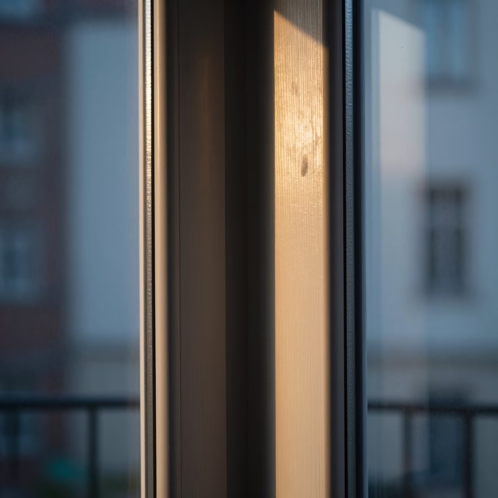 Morning Light on Vienna Apartment Doorframe with Fingerprints and Wall Shelf in in Vienna, Austria