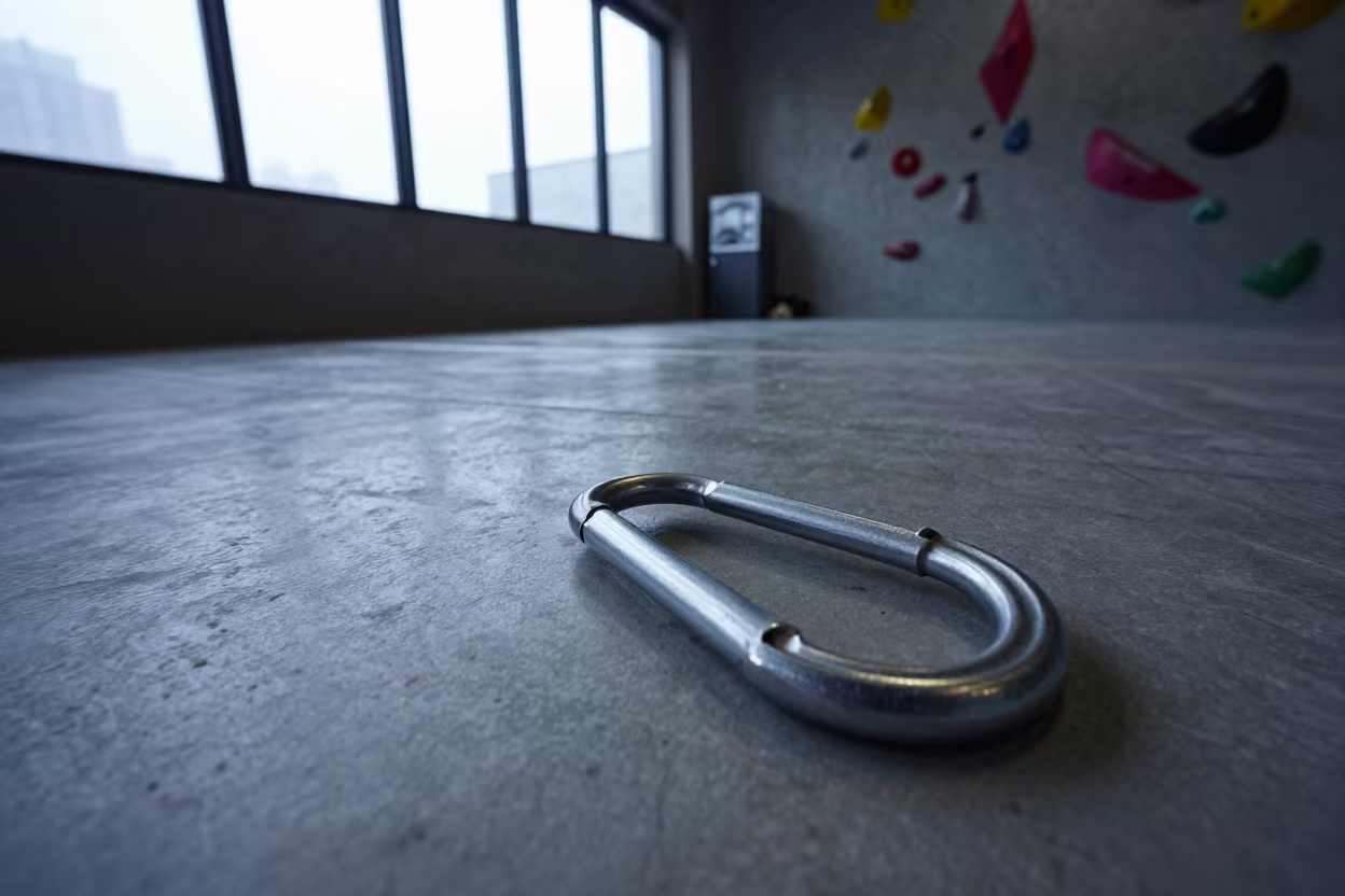 Morning Light on PT Carabiner Drawer in inside a climbing gym warmup zone near Kuanzhai Alley, Chengdu